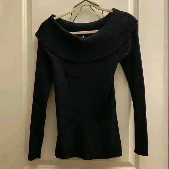 MICHAEL KORS Open Cowl Rib Sweater In Navy - Picture 1 of 4